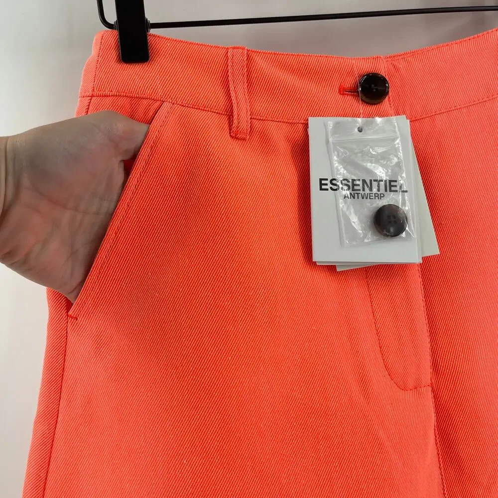 ESSENTIEL ANTWERP x ANTHROPOLOGIE Skirt SZ 2 Diner Flared Bottom Slit Orange NWT